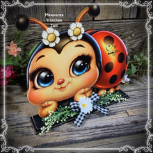 Load image into Gallery viewer, Ladybug decoration, summer decoration for Tiered tray, cute ladybug sign, Summer ladybug shelf sitter, cottage garden decor, table top decor
