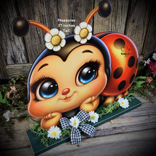 Load image into Gallery viewer, Ladybug decoration, Ladybug centerpiece, Ladybug sign, wooden ladybug with stand, Ladybug Porch decoration, ladybug Summer Porch greeter,
