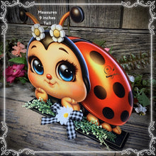 Load image into Gallery viewer, Ladybug decoration, summer decoration for Tiered tray, cute ladybug sign, Summer ladybug shelf sitter, cottage garden decor, table top decor
