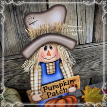 Load image into Gallery viewer, Fall Scarecrow decoration, tier tray, kitchen fall arrangement, cute pumpkin patch sign, fall home decor, Halloween, Farmhouse, Thanksgiving
