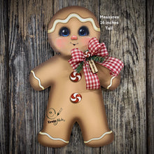 Load image into Gallery viewer, Gingerbread Decoration, Christmas wreath for front door, Gingerbread wreath, gingerbread man, vintage Christmas sign, cute Gingerbread man
