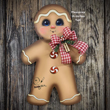 Load image into Gallery viewer, Gingerbread Decoration, Christmas wreath for front door, Gingerbread wreath, gingerbread man, vintage Christmas sign, cute Gingerbread man

