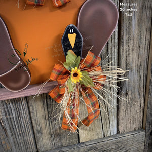 Fall door hanger, Scarecrow door decor, Scarecrow porch decor, Thanksgiving Door Hanger, Halloween door hanger, Sitting Scarecrow with hat
