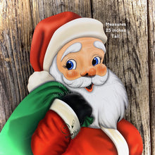 Load image into Gallery viewer, Santa Clause Decoration, Old fashioned Christmas decor, Santa door Hanger, Santa sign for front door, Christmas wreath, traditional Santa
