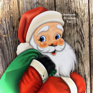 Santa Clause Decoration, Old fashioned Christmas decor, Santa door Hanger, Santa sign for front door, Christmas wreath, traditional Santa