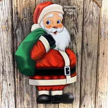Load image into Gallery viewer, Santa Clause Decoration, Old fashioned Christmas decor, Santa door Hanger, Santa sign for front door, Christmas wreath, traditional Santa
