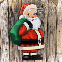 Load image into Gallery viewer, Santa Clause Decoration, Old fashioned Christmas decor, Santa door Hanger, Santa sign for front door, Christmas wreath, traditional Santa
