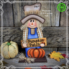 Load image into Gallery viewer, Fall Scarecrow decoration, tier tray, kitchen fall arrangement, cute pumpkin patch sign, fall home decor, Halloween, Farmhouse, Thanksgiving
