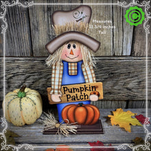 Load image into Gallery viewer, Fall Scarecrow decoration, tier tray, kitchen fall arrangement, cute pumpkin patch sign, fall home decor, Halloween, Farmhouse, Thanksgiving
