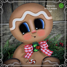 Load image into Gallery viewer, Gingerbread Decoration, Christmas centerpiece, Wooden Gingerbread Tiered tray, gingerbread decor, gingerbread doll, Candy centerpiece decor
