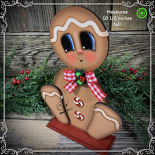 Load image into Gallery viewer, Gingerbread Decoration, Christmas centerpiece, Wooden Gingerbread Tiered tray, gingerbread decor, gingerbread doll, Candy centerpiece decor
