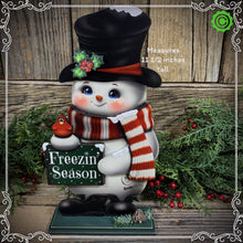 Load image into Gallery viewer, Snowman decoration, Shelf sitter Snowman, Christmas tiered tray decor, Winter tiered tray sitter, Christmas decoration, Wooden Snowman decor
