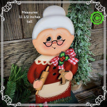 Load image into Gallery viewer, Mrs. Clause decoration, Christmas decoration. Gingerbread and Mrs. Clause shelf sitter, Christmas Tiered tray decor, wooden Christmas crafts
