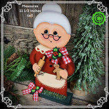 Load image into Gallery viewer, Mrs. Clause decoration, Christmas decoration. Gingerbread and Mrs. Clause shelf sitter, Christmas Tiered tray decor, wooden Christmas crafts
