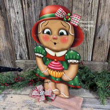 Load image into Gallery viewer, Gingerbread Decoration, Farmhouse Christmas, wooden Gingerbread and cupcake decoration, Candy land gingerbread decor, Christmas centerpiece
