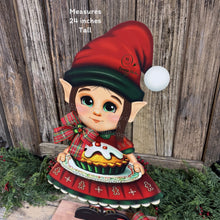 Load image into Gallery viewer, Elf Girl Decoration Christmas, Baking, Holiday kitchen centerpiece, elf doll, entryway, mantel, Farmhouse Gingerbread decor, Santas helper
