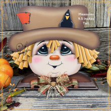 Load image into Gallery viewer, Fall Scarecrow decoration, tier tray, kitchen island fall arrangement, wooden scarecrow shelf sitter, Halloween, Fall Farmhouse Thanksgiving
