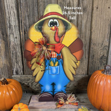 Load image into Gallery viewer, Whimsical Wooden Turkey Decoration, Thanksgiving Fall Centerpiece, Farmhouse Sign, Funny Harvest Decor, Ernie Made Turkey with big shoes,
