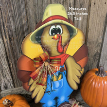 Load image into Gallery viewer, Whimsical Wooden Turkey Decoration, Thanksgiving Fall Centerpiece, Farmhouse Sign, Funny Harvest Decor, Ernie Made Turkey with big shoes,
