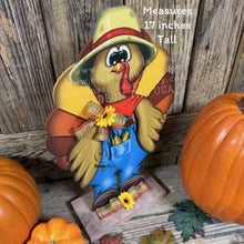Load image into Gallery viewer, Whimsical Wooden Turkey Decoration, Thanksgiving Fall Centerpiece, Farmhouse Sign, Funny Harvest Decor, Ernie Made Turkey with big shoes,
