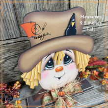 Load image into Gallery viewer, Fall Scarecrow decoration, tier tray, kitchen island fall arrangement, wooden scarecrow shelf sitter, Halloween, Fall Farmhouse Thanksgiving
