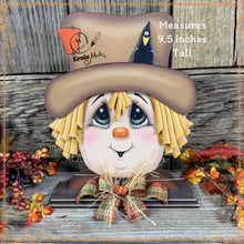 Load image into Gallery viewer, Fall Scarecrow decoration, tier tray, kitchen island fall arrangement, wooden scarecrow shelf sitter, Halloween, Fall Farmhouse Thanksgiving

