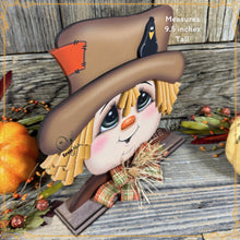 Load image into Gallery viewer, Fall Scarecrow decoration, tier tray, kitchen island fall arrangement, wooden scarecrow shelf sitter, Halloween, Fall Farmhouse Thanksgiving
