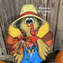 Load image into Gallery viewer, Whimsical Wooden Turkey Decoration, Thanksgiving Fall Centerpiece, Farmhouse Sign, Funny Harvest Decor, Ernie Made Turkey with big shoes,
