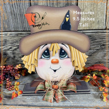 Load image into Gallery viewer, Fall Scarecrow decoration, tier tray, kitchen island fall arrangement, wooden scarecrow shelf sitter, Halloween, Fall Farmhouse Thanksgiving
