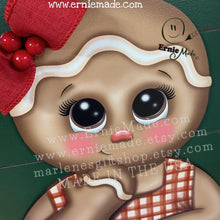 Load image into Gallery viewer, Gingerbread decoration, Front door hanger for Christmas, Christmas Farmhouse Gingerbread decor, round Christmas baking sign, Christmas gift
