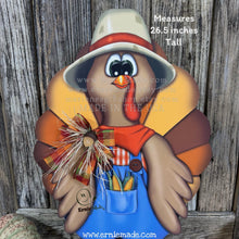 Load image into Gallery viewer, Whimsical Wooden Turkey Decoration, Thanksgiving Fall Centerpiece, Farmhouse Sign, Funny Harvest Decor, Ernie Made Turkey with big shoes,
