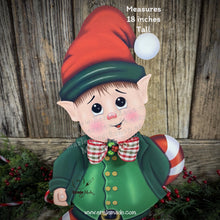 Load image into Gallery viewer, Christmas elf decoration, Holiday tiered tray, Boy Elf shelf sitter, Christmas Elf, sweets kitchen table decor, Candy Cane Gingerbread, elf

