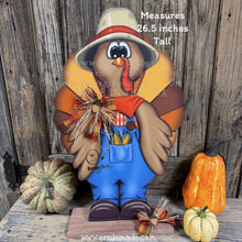 Load image into Gallery viewer, Whimsical Wooden Turkey Decoration, Thanksgiving Fall Centerpiece, Farmhouse Sign, Funny Harvest Decor, Ernie Made Turkey with big shoes,

