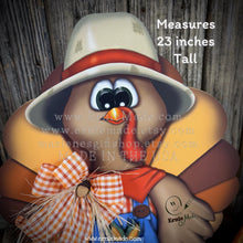 Load image into Gallery viewer, Whimsical Wooden Turkey Decoration, Thanksgiving Fall Centerpiece, Farmhouse Sign, Funny Harvest Corn Decor, Standing Turkey with big shoes
