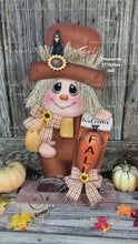 Load and play video in Gallery viewer, Fall decoration, Scarecrow and Pumpkin, Thanksgiving arrangement for table, cute Halloween, autumn floral, Welcome Fall sign for entryway
