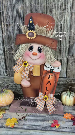 Fall decoration, Scarecrow and Pumpkin, Thanksgiving arrangement for table, cute Halloween, autumn floral, Welcome Fall sign for entryway