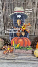 Load and play video in Gallery viewer, Crow decoration for Fall, wooden Crow and Pumpkin Patch sign, Fall shelf sitter, Halloween, Primitive Harvest Crow and corn, Farmhouse decor
