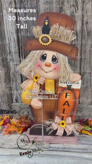 Fall decoration, Scarecrow and Pumpkin, Thanksgiving arrangement for table, cute Halloween, autumn floral, Welcome Fall sign for entryway