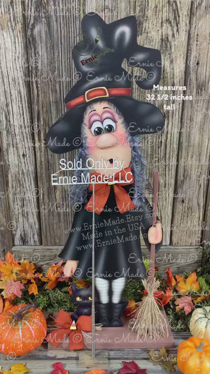 Halloween Decoration, Witch, fall porch decor, Candy corn bow, cute black cat decor, Happy Halloween sign, Witch hat arrangement, entry way