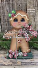 Load and play video in Gallery viewer, Gingerbread Decoration, Christmas centerpiece, Wooden Gingerbread with stand, gingerbread man decor, kitchen Christmas, Vintage Christmas
