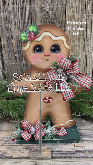 Gingerbread Decoration, Christmas centerpiece, Wooden Gingerbread with stand, gingerbread man decor, kitchen Christmas, Vintage Christmas