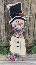 Load and play video in Gallery viewer, Snowman decoration, Snowman centerpiece, Holiday Winter Decor,  Large wooden Snowman with stand, Christmas porch decor, Primitive snowman,
