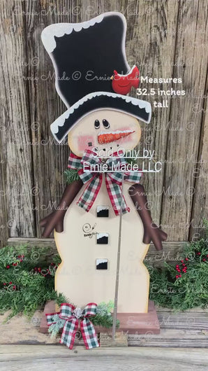 Snowman decoration, Snowman centerpiece, Holiday Winter Decor,  Large wooden Snowman with stand, Christmas porch decor, Primitive snowman,