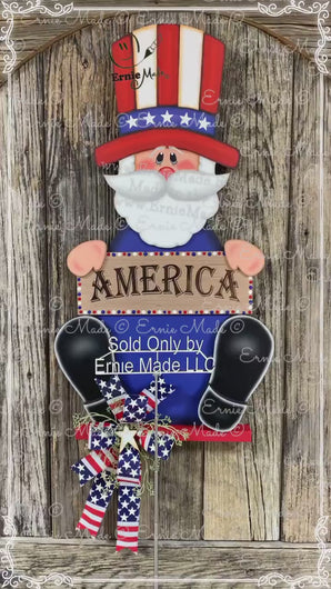 Patriotic Uncle Sam decoration, summer door hanger, America, Fourth of July, Veterans gift, Memorial Day, 4th of July, front door wreath