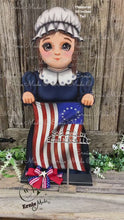 Load and play video in Gallery viewer, Patriotic Betsy Ross flag decoration, Colonial USA, American flag sign, Fourth of July, Memorial Day, Primitive 4th of July decor for porch
