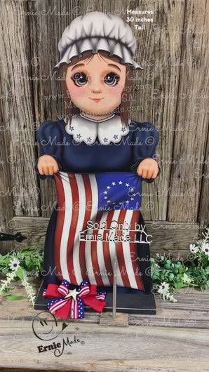 Patriotic Betsy Ross flag decoration, Colonial USA, American flag sign, Fourth of July, Memorial Day, Primitive 4th of July decor for porch