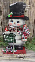 Load and play video in Gallery viewer, Snowman decoration, Shelf sitter Snowman, Christmas tiered tray decor, Winter tiered tray sitter, Christmas decoration, Wooden Snowman decor

