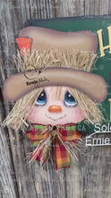 Load and play video in Gallery viewer, Scarecrow decoration, Fall door hanger, 3D Wooden Hello Fall sign, Thanksgiving, Halloween, front door wreath, Farmhouse Primitive Pumpkin
