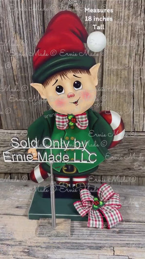 Christmas elf decoration, Holiday tiered tray, Boy Elf shelf sitter, Christmas Elf, sweets kitchen table decor, Candy Cane Gingerbread, elf