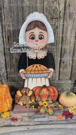 Thanksgiving decoration, Pilgrim and Turkey for entryway decor, Autumn arrangement, Fall centerpiece, pumpkin pie decor, Give Thanks sign